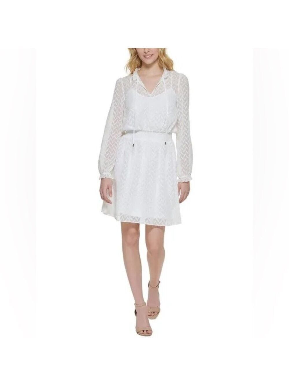 Tommy Hilfiger women’s White Long-Sleeve Mini Dress Sz 12